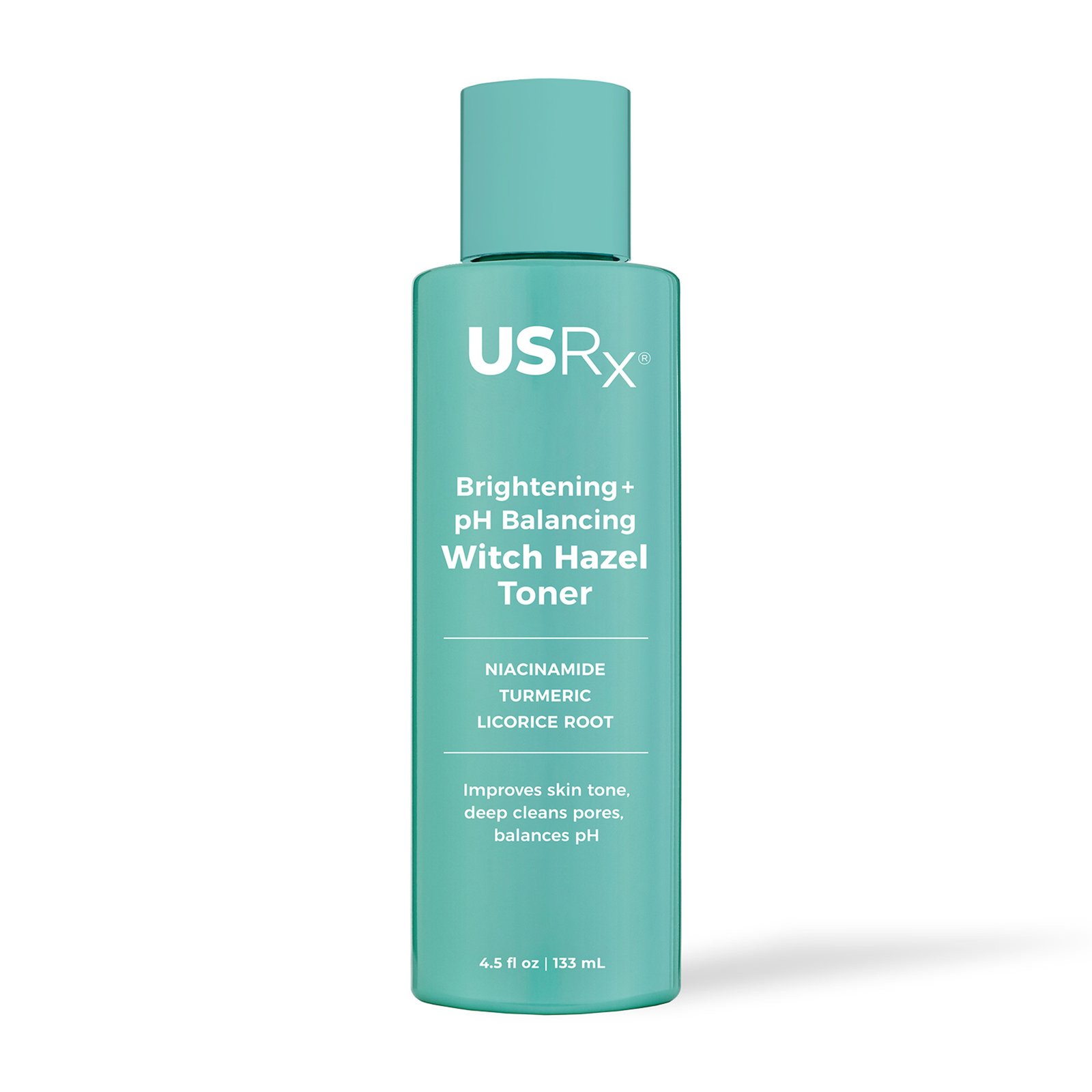 Bottle of USRX Witch Hazel Toner set against a white background