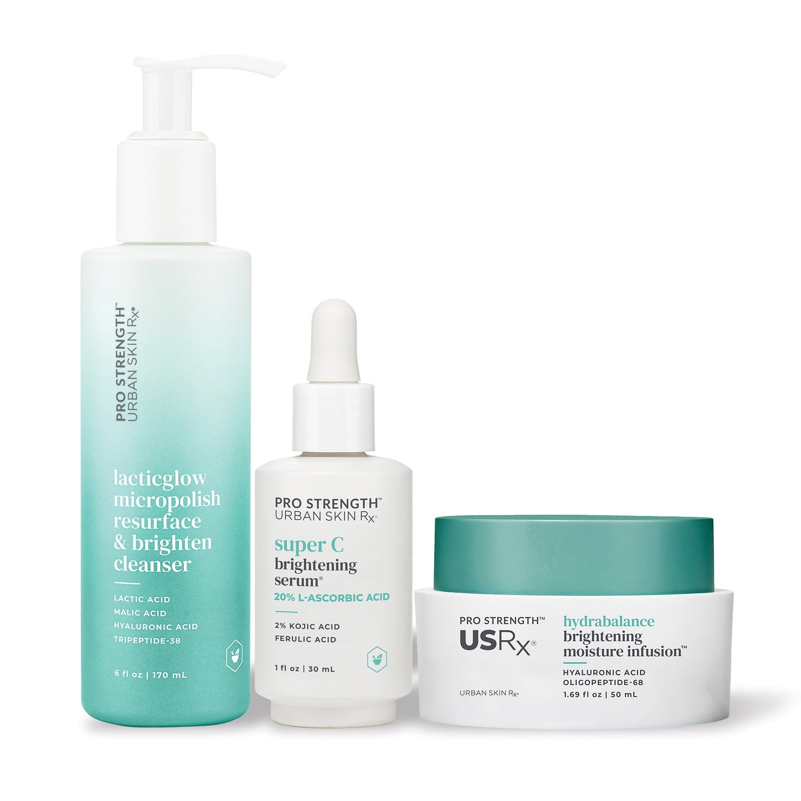 Collection of USRx skincare products against a white background