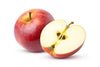A sliced apple and whole apple on a white background